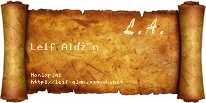 Leif Alán névjegykártya